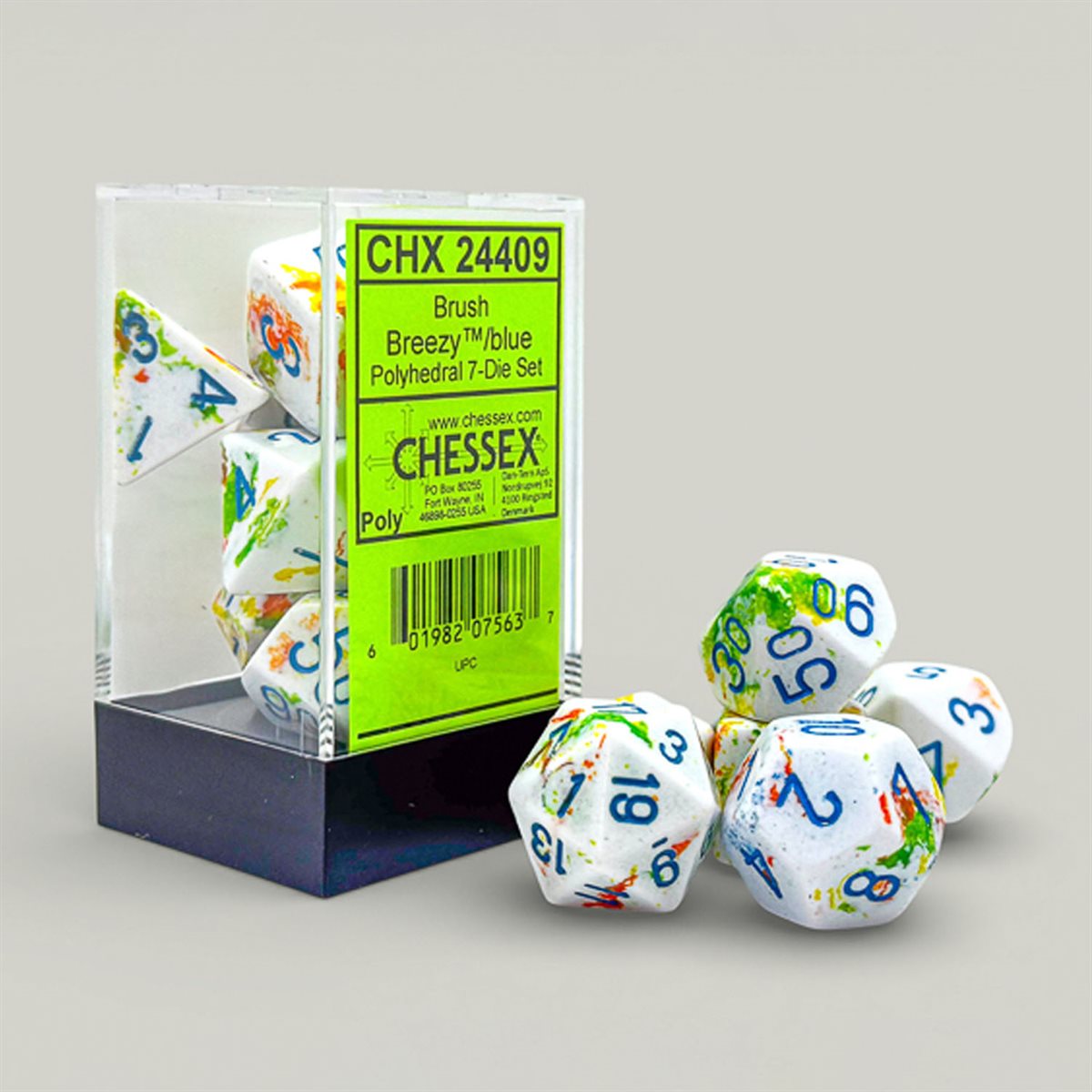 Dice: 7pc: Brush Dice: Polyhedral: Breezy | L.A. Mood Comics and Games