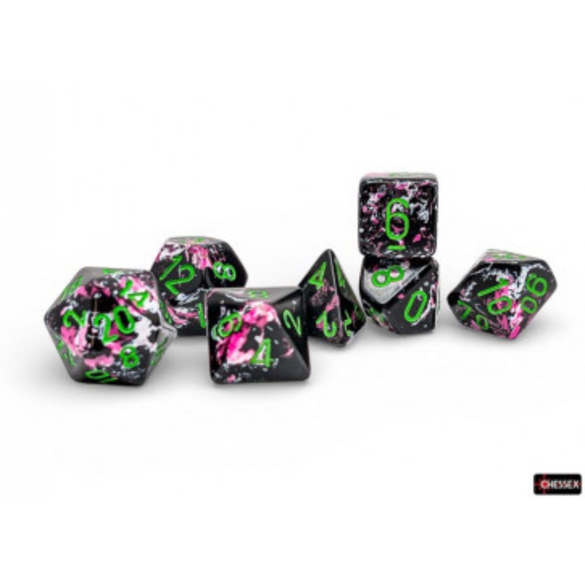 Dice: 7pc: Brush Dice: Polyhedral: Paintball | L.A. Mood Comics and Games