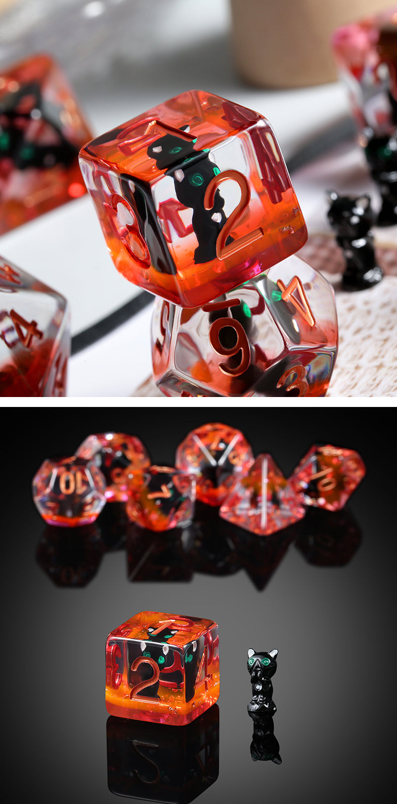 Resin Dice Set (7pcs) (Black Cat) | L.A. Mood Comics and Games