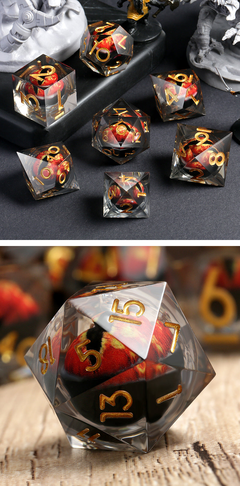 Sharp Edge Dice Set (7pcs) [Dragon Eye Orange] | L.A. Mood Comics and Games