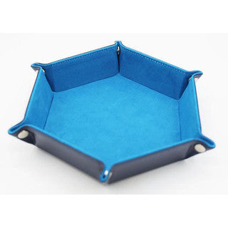 Hex Dice Tray Leatherette & Velvet (Navy with Teal) | L.A. Mood Comics and Games