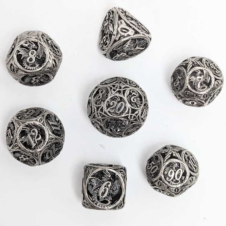BOUNDLESS DICE - ANTIQUED SILVER DICE SET | L.A. Mood Comics and Games