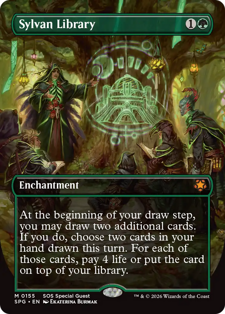 Sylvan Library (Borderless) [Secrets of Strixhaven Special Guests] | L.A. Mood Comics and Games