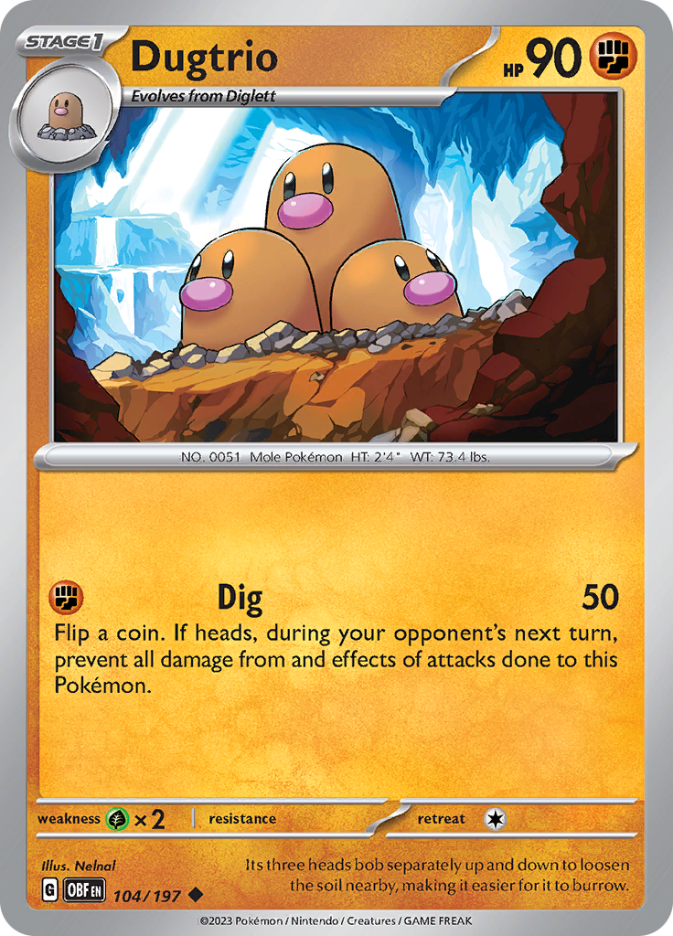 Dugtrio (104/197) [Scarlet & Violet: Obsidian Flames] | L.A. Mood Comics and Games
