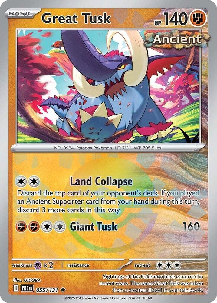 Great Tusk (055/131) (Poke Ball Pattern) [Scarlet & Violet: Prismatic Evolutions] | L.A. Mood Comics and Games