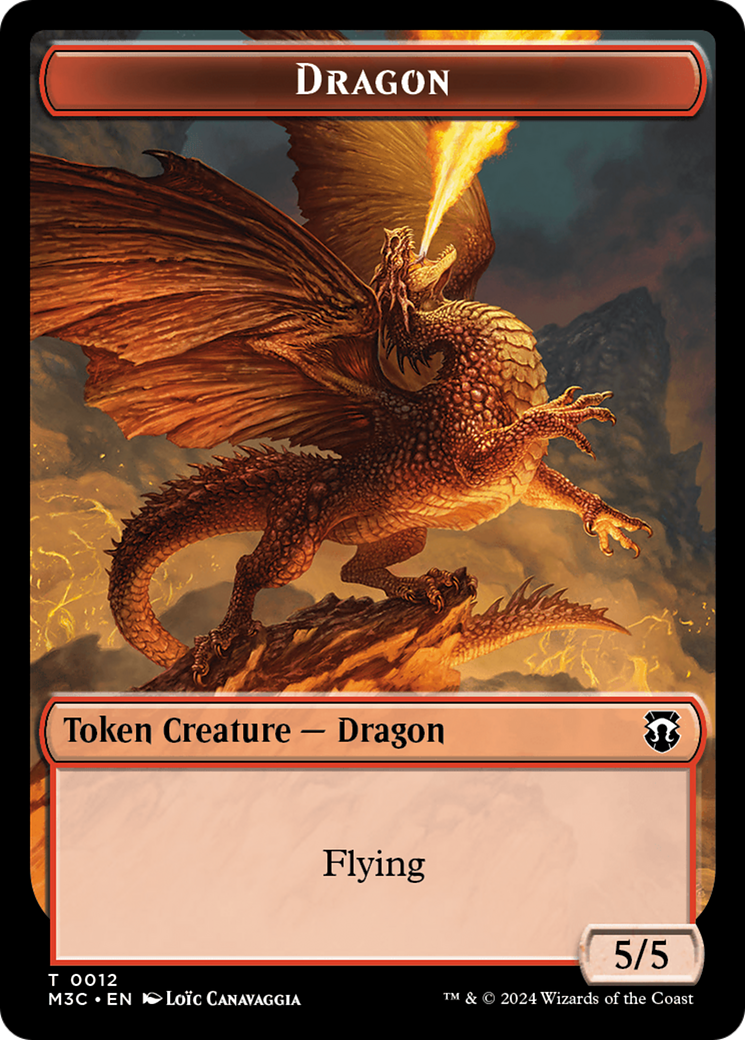 Dragon (Ripple Foil) // Copy Double-Sided Token [Modern Horizons 3 Commander Tokens] | L.A. Mood Comics and Games