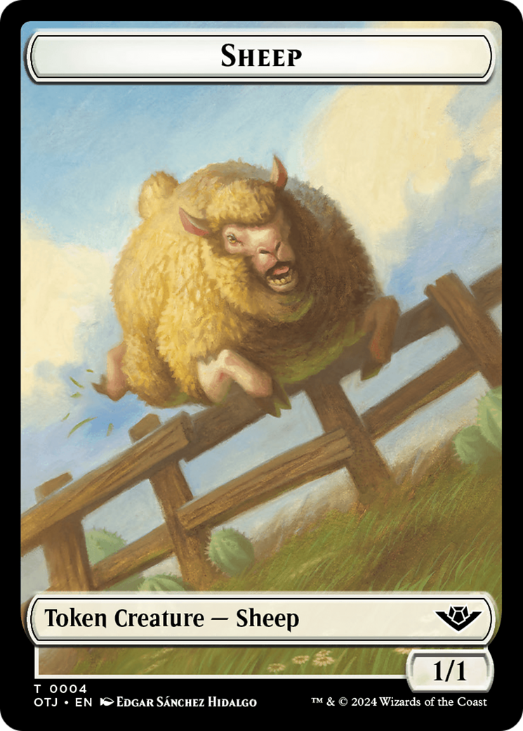 Mercenary // Sheep Double-Sided Token [Outlaws of Thunder Junction Tokens] | L.A. Mood Comics and Games