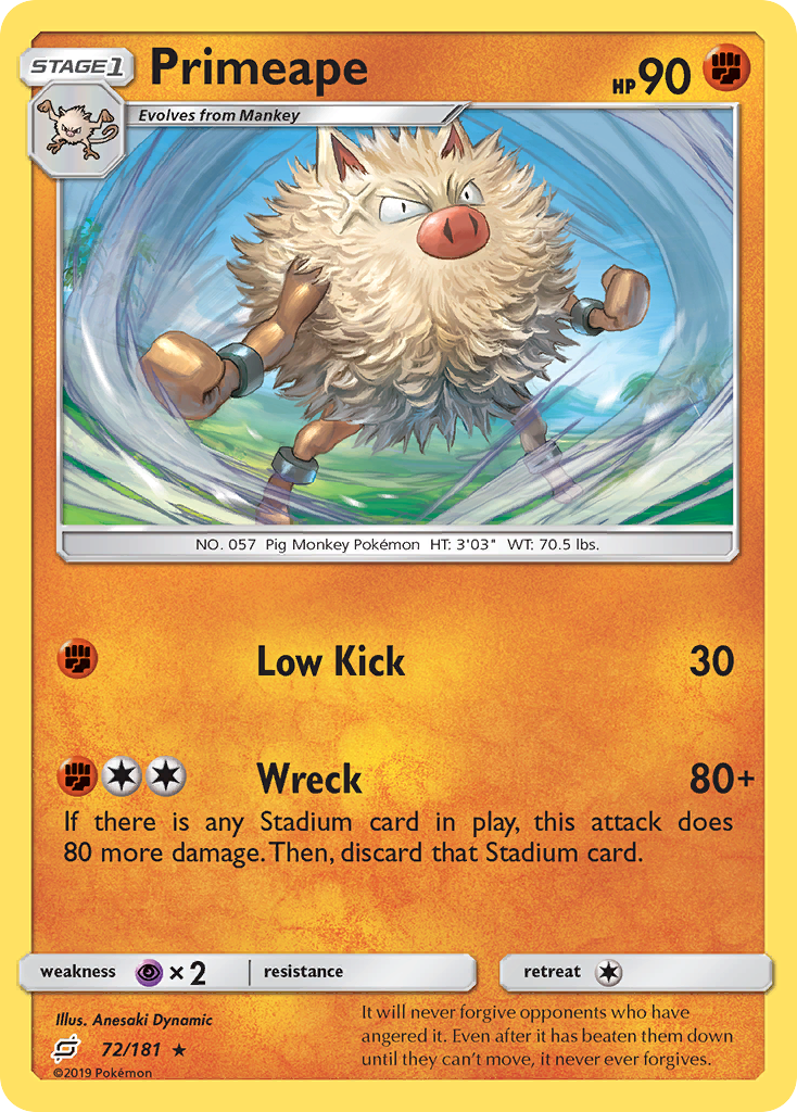 Primeape (72/181) [Sun & Moon: Team Up] | L.A. Mood Comics and Games
