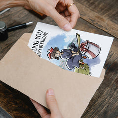 "Witching You" Young Witch Broom Anime Birthday Card | L.A. Mood Comics and Games
