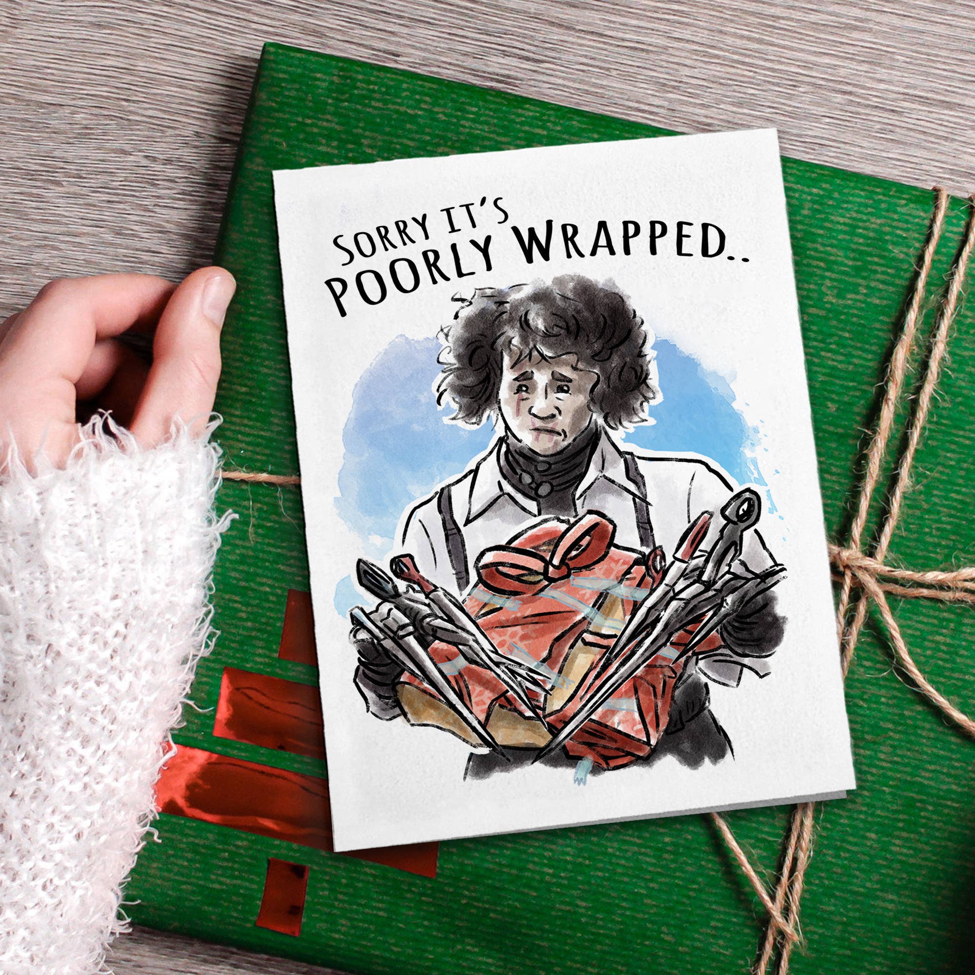 "Poorly Wrapped" - Funny Horror Movie Christmas Card | L.A. Mood Comics and Games