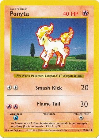 Ponyta (60/102) [Base Set Shadowless Unlimited] | L.A. Mood Comics and Games