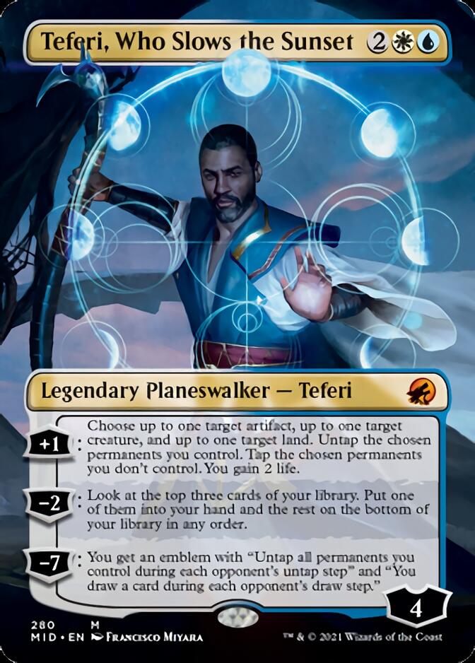 Teferi, Who Slows the Sunset (Borderless) [Innistrad: Midnight Hunt] | L.A. Mood Comics and Games