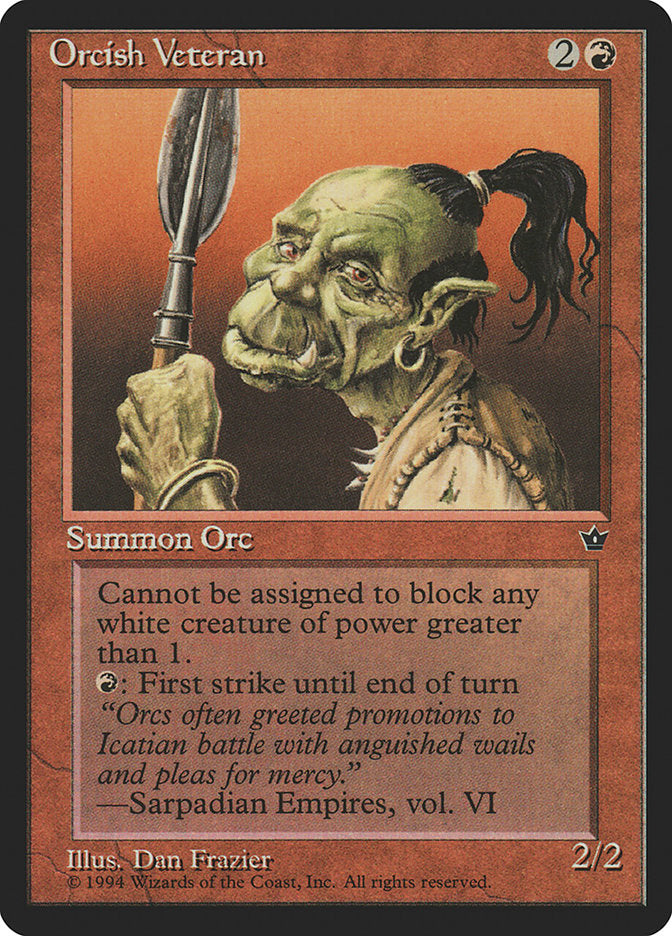 Orcish Veteran (Dan Frazier) [Fallen Empires] | L.A. Mood Comics and Games