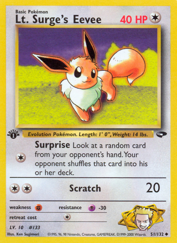 Lt. Surge's Eevee (51/132) [Gym Challenge 1st Edition] | L.A. Mood Comics and Games