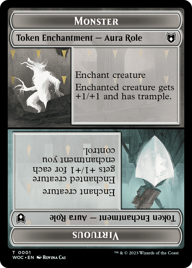 Copy // Monster Role / Virtuous Role Double-Sided Token [Wilds of Eldraine Commander Tokens] | L.A. Mood Comics and Games