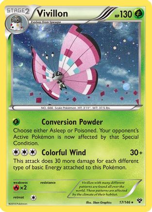 Vivillon (17/146) (Meadow Form/Pink Wings) (Cosmos Holo) [XY: Base Set] | L.A. Mood Comics and Games