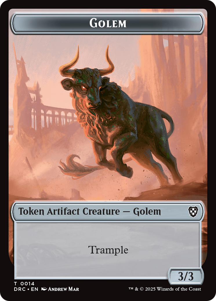 Golem (0014) // Golem (0015) Double-Sided Token [Aetherdrift Commander Tokens] | L.A. Mood Comics and Games