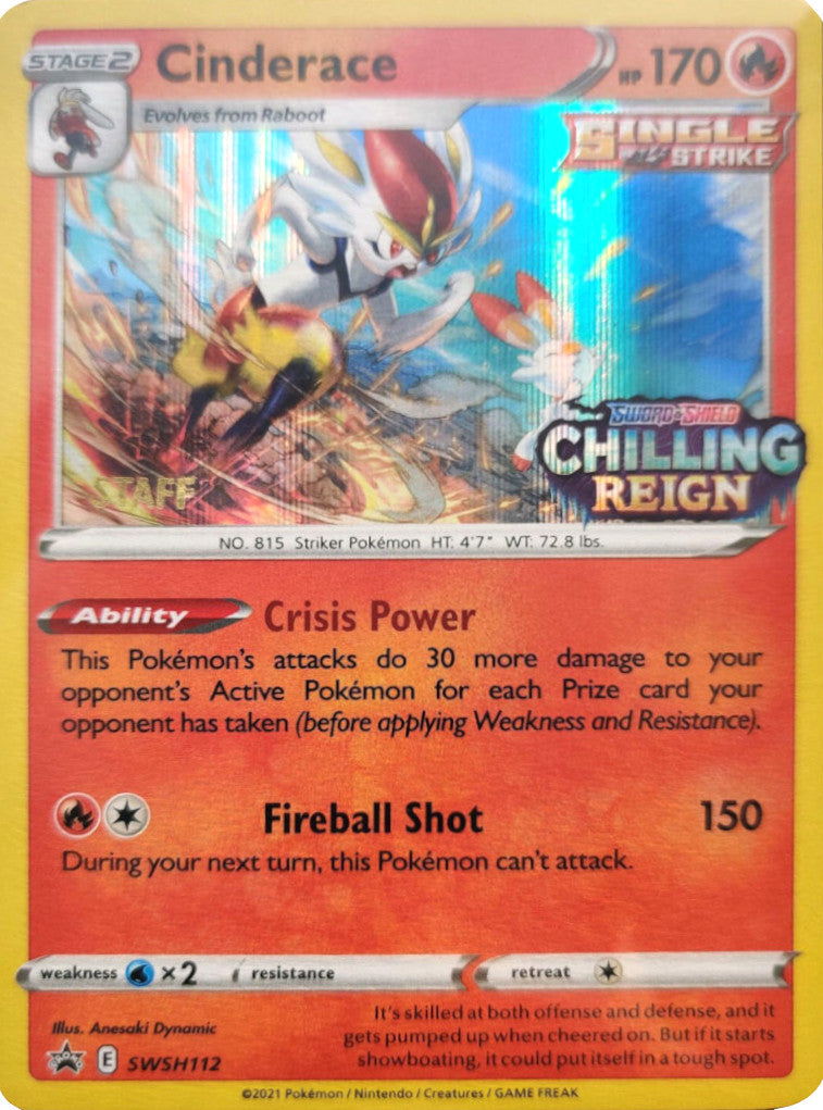 Cinderace (SWSH112) (Staff Prerelease Promo) [Sword & Shield: Black Star Promos] | L.A. Mood Comics and Games