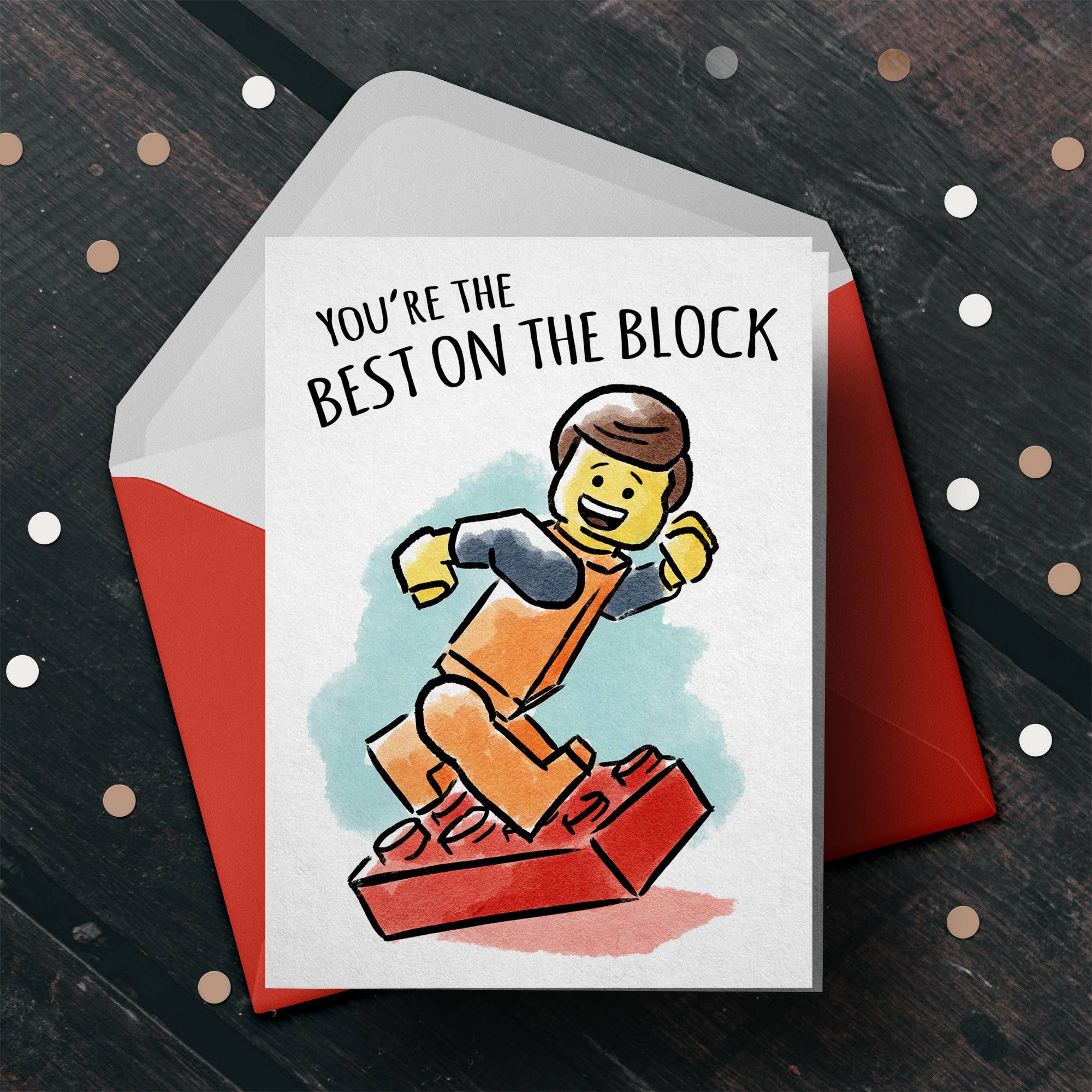 "Best on the Block" - Building Block Kids' Toy Birthday Card | L.A. Mood Comics and Games