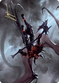 Burning-Rune Demon Art Card (Gold-Stamped Signature) [Kaldheim Art Series] | L.A. Mood Comics and Games