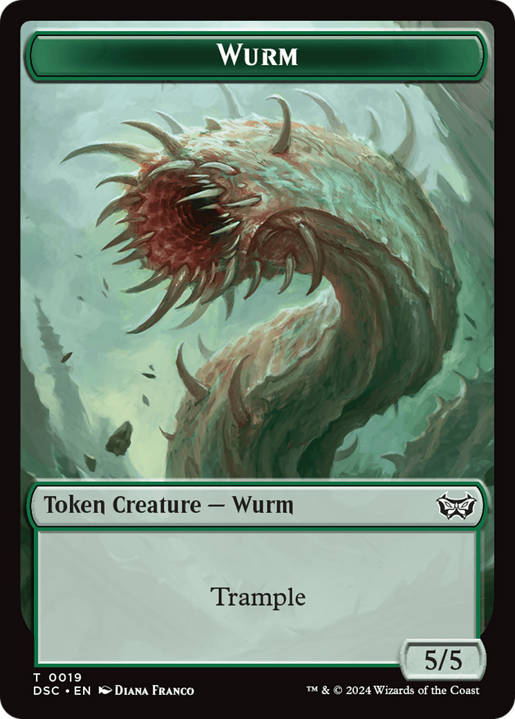 Wurm (0019) // Manifest Double-Sided Token [Duskmourn: House of Horror Commander Tokens] | L.A. Mood Comics and Games