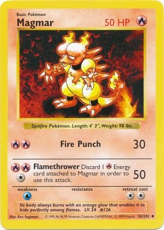 Magmar (36/102) [Base Set Shadowless Unlimited] | L.A. Mood Comics and Games