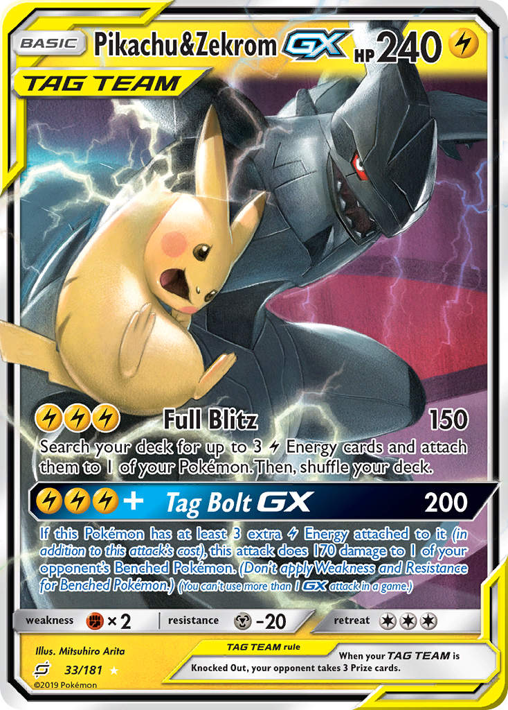 Pikachu & Zekrom GX (33/181) [Sun & Moon: Team Up] | L.A. Mood Comics and Games