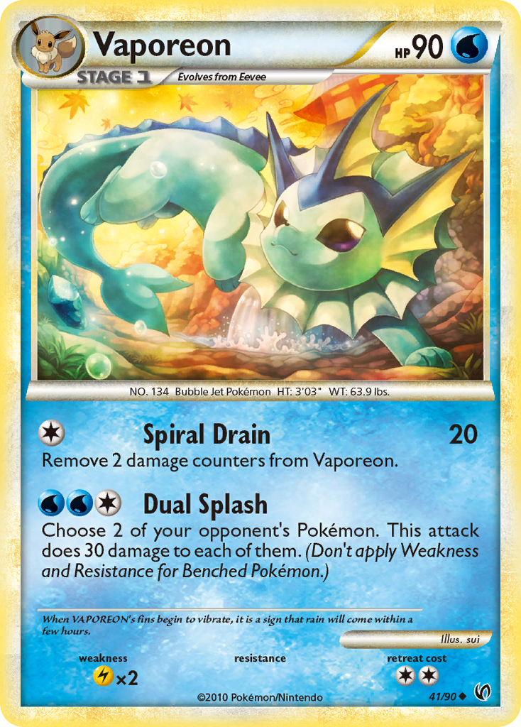 Vaporeon (41/90) [HeartGold & SoulSilver: Undaunted] | L.A. Mood Comics and Games
