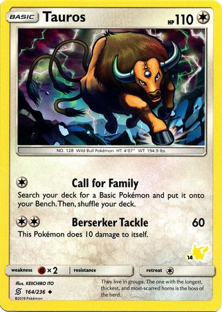 Tauros (164/236) (Pikachu Stamp #14) [Battle Academy 2020] | L.A. Mood Comics and Games