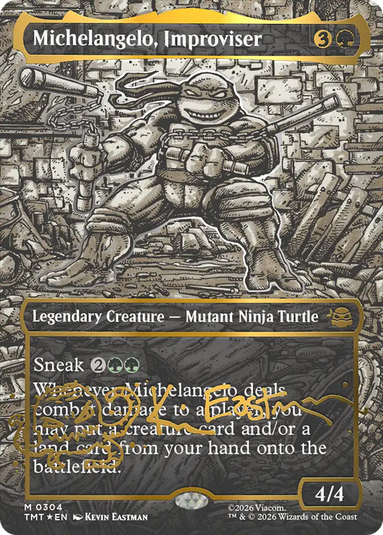 Michelangelo, Improviser (Borderless) (Gold-Stamped Signature) [Teenage Mutant Ninja Turtles] | L.A. Mood Comics and Games