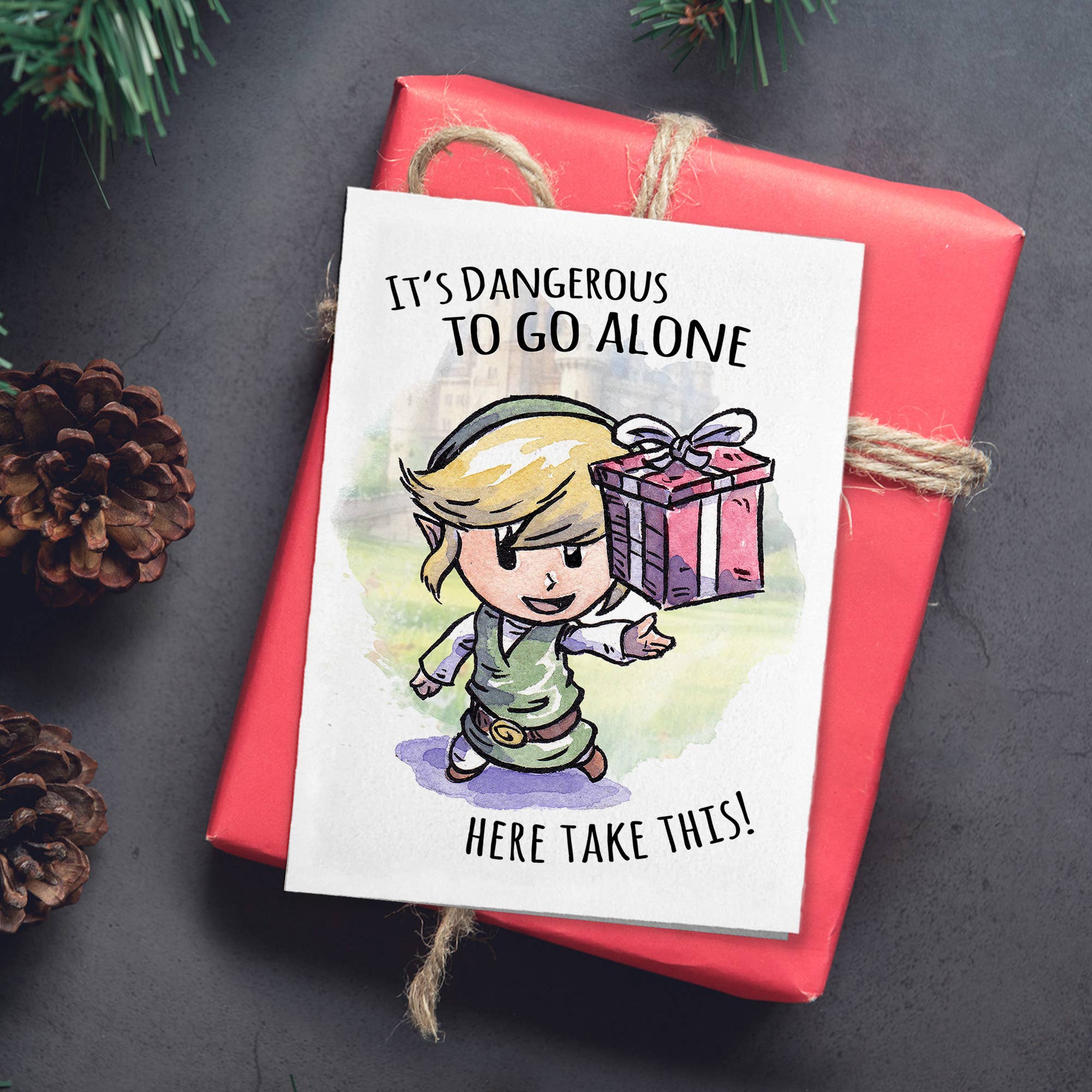 "Here Take This" - Fantasy Adventure Elf Gamer Birthday Card | L.A. Mood Comics and Games