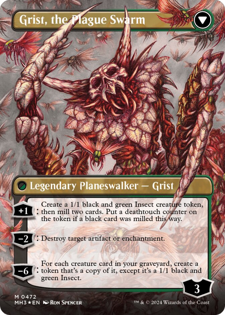 Grist, Voracious Larva // Grist, the Plague Swarm (Borderless) (Textured Foil) [Modern Horizons 3] | L.A. Mood Comics and Games