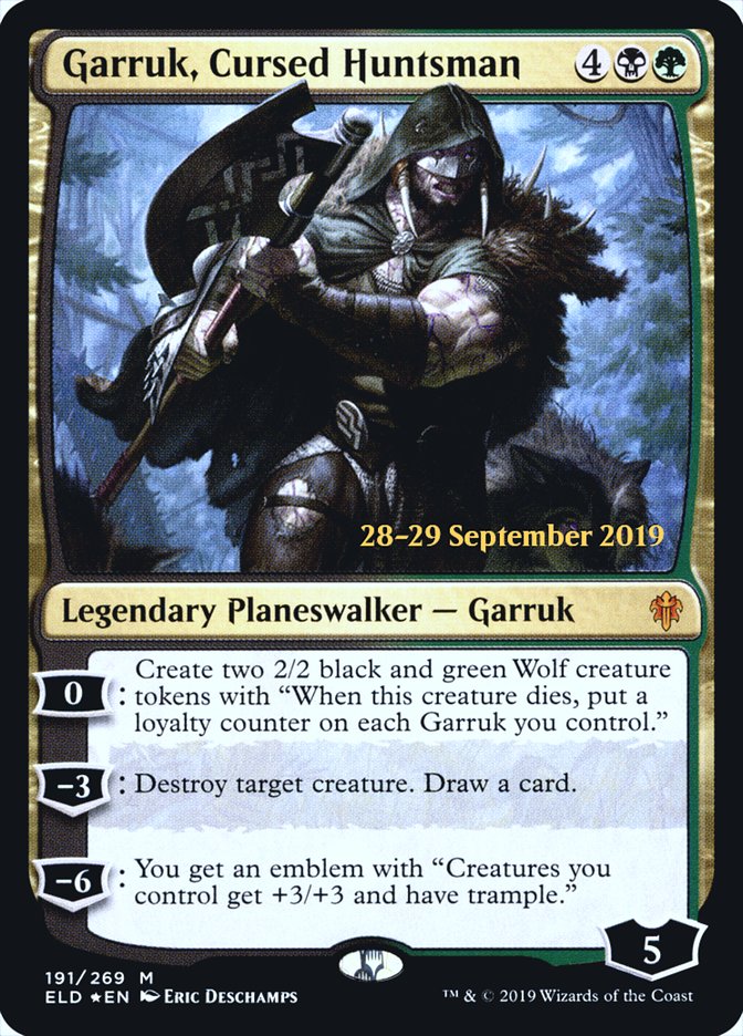 Garruk, Cursed Huntsman [Throne of Eldraine Prerelease Promos] | L.A. Mood Comics and Games