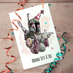 "Bonne Fett" - Galactic Sci-Fi Geek Nerdy Birthday Card | L.A. Mood Comics and Games