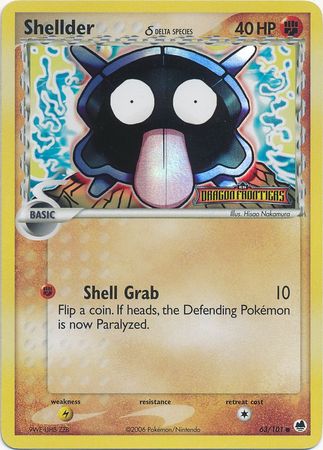 Shellder (63/101) (Delta Species) (Stamped) [EX: Dragon Frontiers] | L.A. Mood Comics and Games