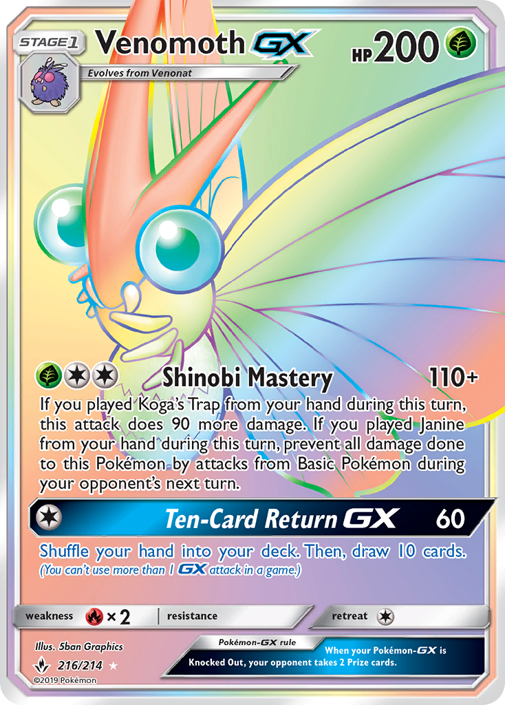 Venomoth GX (216/214) [Sun & Moon: Unbroken Bonds] | L.A. Mood Comics and Games
