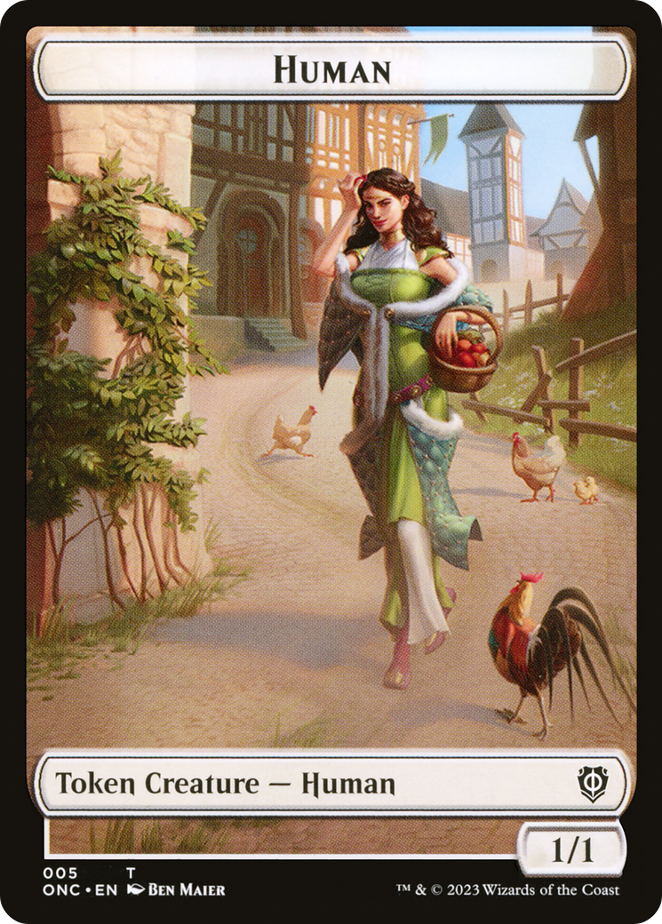 Human // Spirit Double-Sided Token [Phyrexia: All Will Be One Commander Tokens] | L.A. Mood Comics and Games