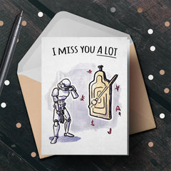 "Miss you a Lot" - Sci-Fi Nerd Couples Valentine Card | L.A. Mood Comics and Games