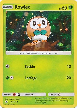 Rowlet (9/149) (Cosmos Holo) [Sun & Moon: Base Set] | L.A. Mood Comics and Games