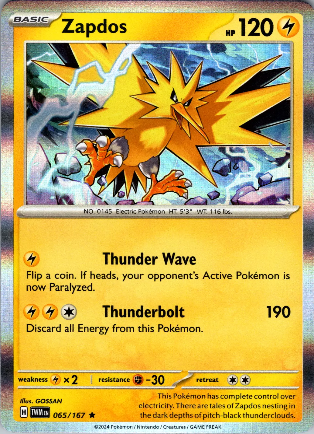 Zapdos (065/167) [Scarlet & Violet: Twilight Masquerade] | L.A. Mood Comics and Games