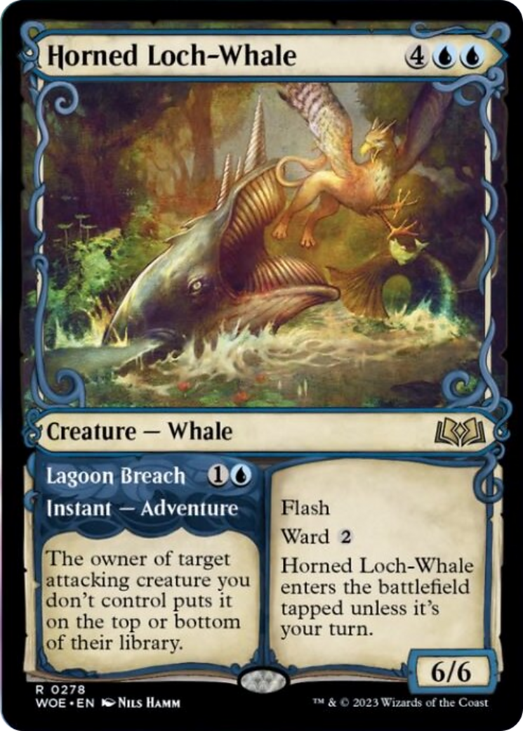 Horned Loch-Whale // Lagoon Breach (Showcase) [Wilds of Eldraine] | L.A. Mood Comics and Games