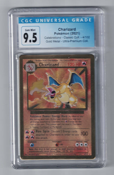 pokemon card charizard v Charizard 4/102 Gold Metal Celebrations CGC 9.5 – L.A. Mood Comics and Games