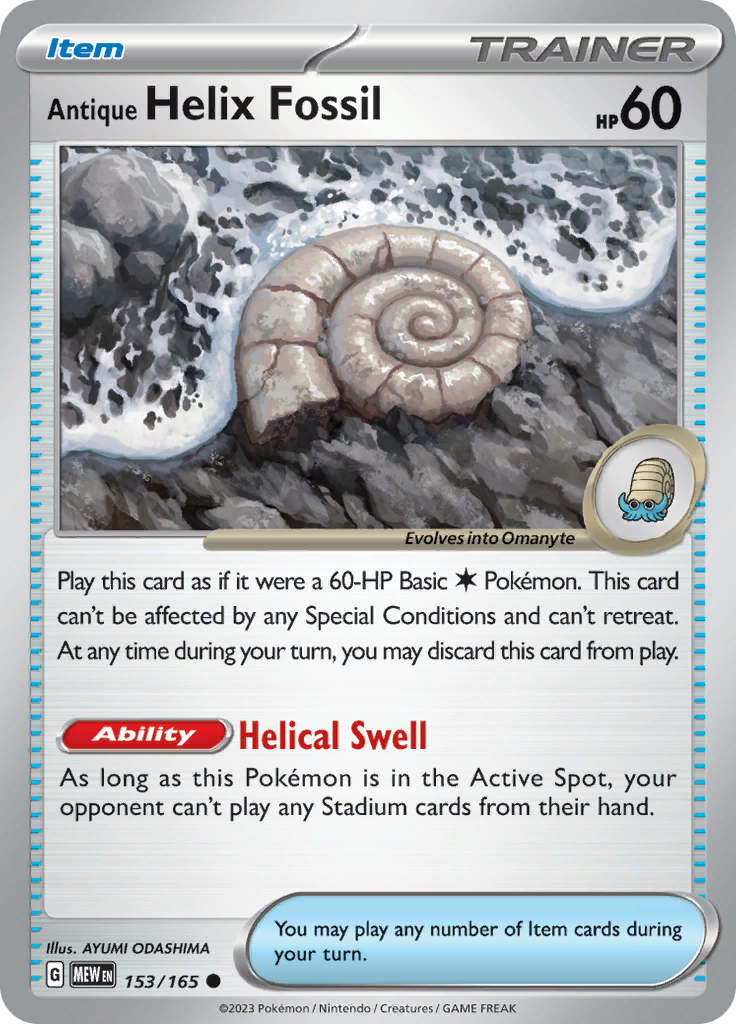 Antique Helix Fossil (153/165) [Scarlet & Violet 151] | L.A. Mood Comics and Games