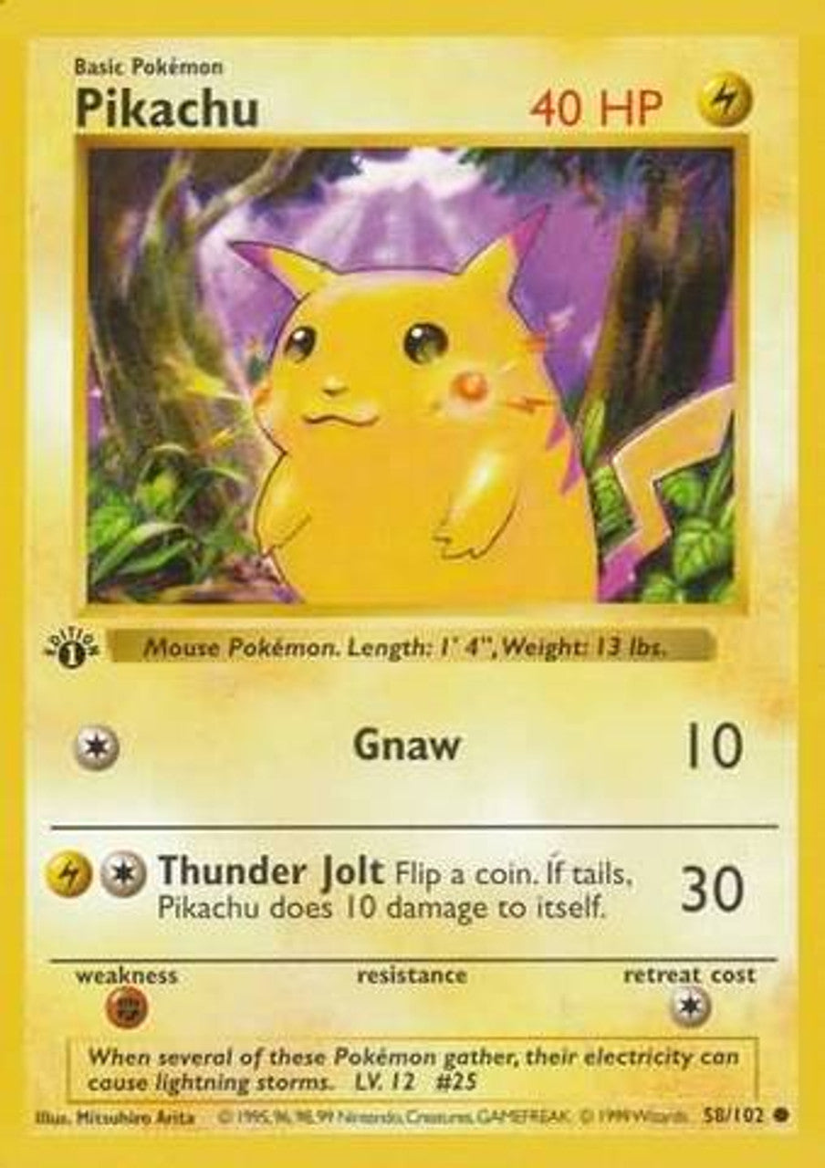 Pikachu (58/102) (Red Cheeks Misprint) [Base Set 1st Edition] | L.A. Mood Comics and Games