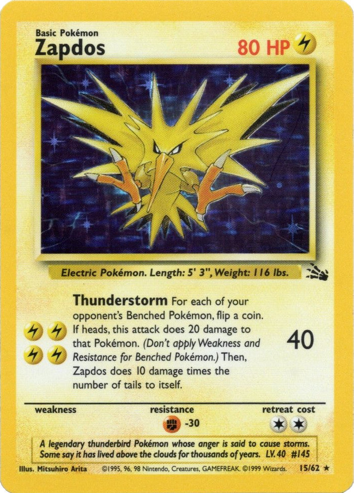 Zapdos (15/62) [Fossil Unlimited] | L.A. Mood Comics and Games