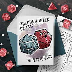 "We Play to Win" Cute DnD Couples or Friends Nerd Card | L.A. Mood Comics and Games