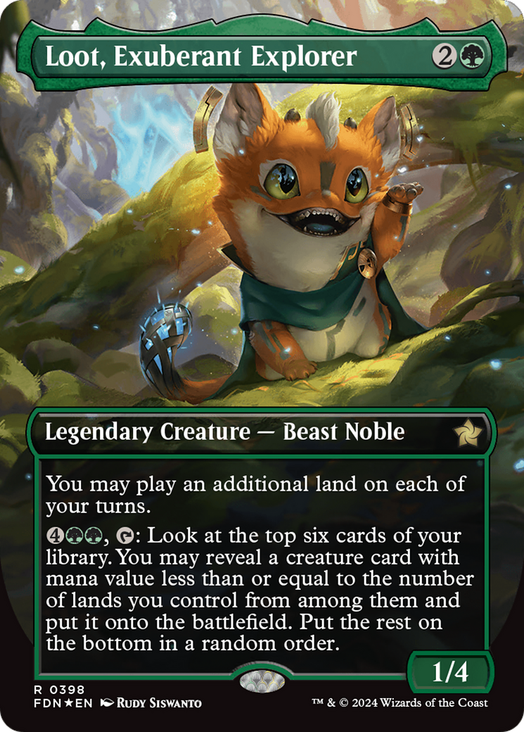 Loot, Exuberant Explorer (Borderless) (Mana Foil) [Foundations] | L.A. Mood Comics and Games