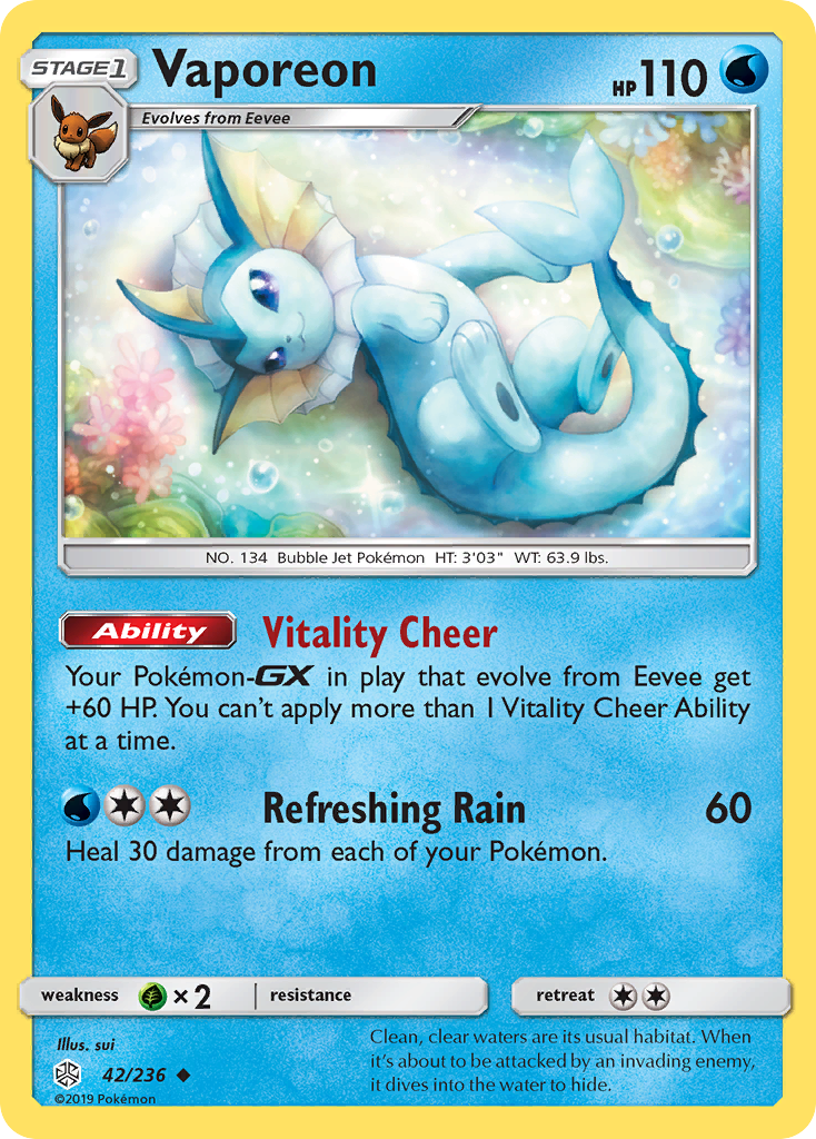 Vaporeon (42/236) [Sun & Moon: Cosmic Eclipse] | L.A. Mood Comics and Games