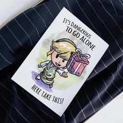 "Here Take This" - Fantasy Adventure Elf Gamer Birthday Card | L.A. Mood Comics and Games