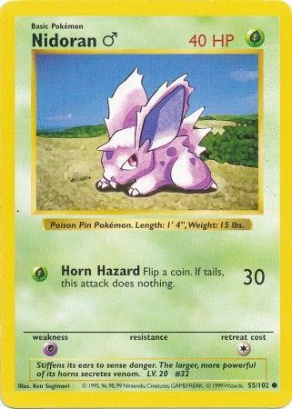 Nidoran (55/102) (Male) [Base Set Shadowless Unlimited] | L.A. Mood Comics and Games